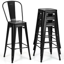 Load image into Gallery viewer, Set of 4 Black 30&quot; Height High Back Metal Industrial Bar Stools
