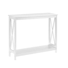 Load image into Gallery viewer, White Wood Console Sofa Table with Bottom Storage Shelf
