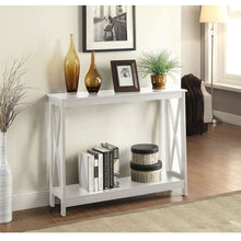 Load image into Gallery viewer, White Wood Console Sofa Table with Bottom Storage Shelf
