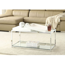 Load image into Gallery viewer, Modern Chrome Metal Coffee Table with 2 White Removable Trays
