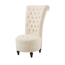 Load image into Gallery viewer, Cream Tufted High Back Plush Velvet Upholstered Accent Low Profile Chair

