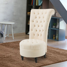 Load image into Gallery viewer, Cream Tufted High Back Plush Velvet Upholstered Accent Low Profile Chair
