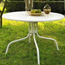 Load image into Gallery viewer, Round Patio Dining Table in White Outdoor UV Resistant Metal
