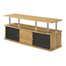 Load image into Gallery viewer, Modern 50-inch TV Stand in Light Oak / Black Wood Finish

