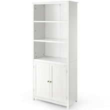 Load image into Gallery viewer, White Bathroom Linen Tower Towel Storage Cabinet with 3 Open Shelves
