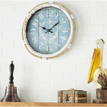 Load image into Gallery viewer, 17-inch Nautical Blue Vintage Style Wall Clock
