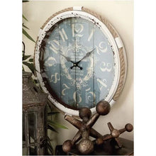 Load image into Gallery viewer, 17-inch Nautical Blue Vintage Style Wall Clock
