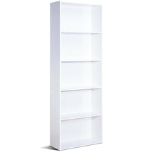 Load image into Gallery viewer, Modern 5-Tier Bookcase Storage Shelf in White Wood Finish
