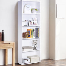 Load image into Gallery viewer, Modern 5-Tier Bookcase Storage Shelf in White Wood Finish
