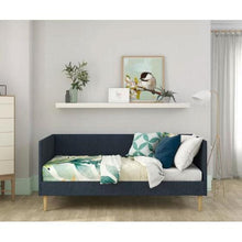 Load image into Gallery viewer, Twin Mid-Century Modern Dark Blue Linen Upholstered Daybed
