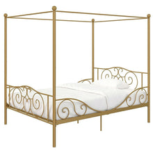 Load image into Gallery viewer, Full size Heavy Duty Metal Canopy Bed Frame in Gold Finish
