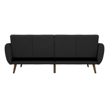 Load image into Gallery viewer, Dark Grey Linen Futon Sofa Bed with Modern Mid-Century Style Wooden Legs
