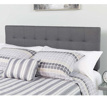 Load image into Gallery viewer, Full size Dark Grey Fabric Linen Upholstered Panel Headboard
