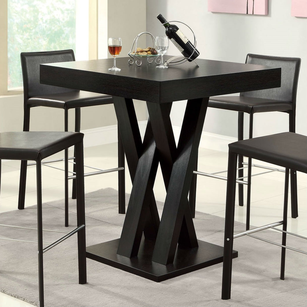 Modern 40-inch High Square Dining Table in Dark Cappuccino Finish