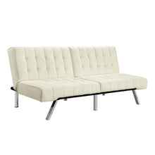 Load image into Gallery viewer, Split-back Modern Futon Style Sleeper Sofa Bed in Vanilla Faux Leather
