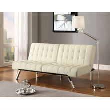 Load image into Gallery viewer, Split-back Modern Futon Style Sleeper Sofa Bed in Vanilla Faux Leather
