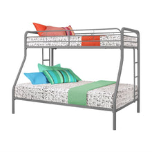 Load image into Gallery viewer, Twin over Full size Sturdy Metal Bunk Bed in Silver Finish

