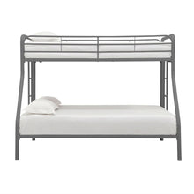 Load image into Gallery viewer, Twin over Full size Sturdy Metal Bunk Bed in Silver Finish
