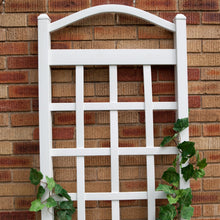 Load image into Gallery viewer, 6 Ft White Vinyl Garden Trellis with Arch Top with Ground Mount Anchors
