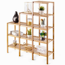 Load image into Gallery viewer, Bamboo Wood 5-Tier Versatile Bookcase Plant Stand Storage Rack
