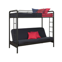 Load image into Gallery viewer, Twin over Full Futon Bunk Bed Sleeper Sofa in Black Metal
