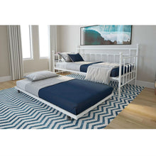Load image into Gallery viewer, Twin White Metal Daybed Frame with Roll-Out Turndle Bed
