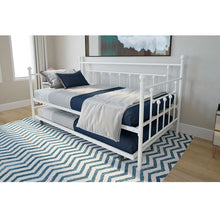 Load image into Gallery viewer, Twin White Metal Daybed Frame with Roll-Out Turndle Bed

