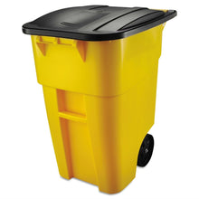 Load image into Gallery viewer, 50 Gallon Yellow Commercial Heavy-Duty Trash Can with Black Lid
