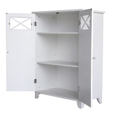 Load image into Gallery viewer, White 2-Door Bathroom Floor Cabinet with Adjustable Storage Shelf
