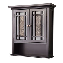 Load image into Gallery viewer, Espresso Bathroom Wall Cabinet with Amber Mosaic Glass Accents
