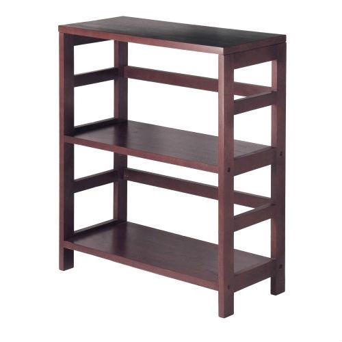 Contemporary 3-Tier Bookcase Storage Shelf in Espresso Wood Finish