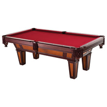 Load image into Gallery viewer, 7 Ft Pool Table with Red Burgundy Wool Top and Fringe Drop Pockets

