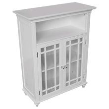 Load image into Gallery viewer, Classic White Wood 2-Door Bathroom Floor Cabinet with Glass Paneled Doors
