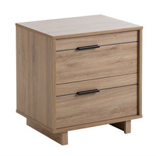 Load image into Gallery viewer, Modern 2-Drawer End Table Nightstand in Light Oak Wood Finish
