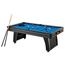 Load image into Gallery viewer, 7 Ft Blue Top Pool Table with 2 Cues and Billiard Balls
