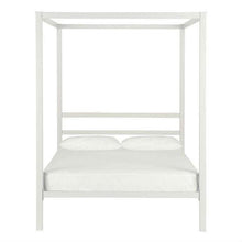 Load image into Gallery viewer, Full size Modern White Metal Canopy Bed Frame
