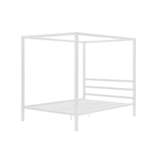 Load image into Gallery viewer, Full size Modern White Metal Canopy Bed Frame
