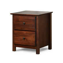 Load image into Gallery viewer, Farmhouse Solid Pine Wood 2 Drawer Nightstand in Cherry Finish
