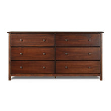 Load image into Gallery viewer, Farmhouse Solid Pine Wood 6 Drawer Dresser in Cherry Finish
