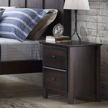 Load image into Gallery viewer, Farmhouse Solid Pine Wood 2 Drawer Nightstand in Espresso
