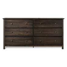 Load image into Gallery viewer, Farmhouse Solid Pine Wood 6 Drawer Dresser in Espresso Finish
