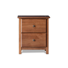 Load image into Gallery viewer, Farmhouse Solid Pine Wood 2 Drawer Nightstand in Walnut Finish
