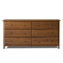Load image into Gallery viewer, Farmhouse Solid Pine Wood 6 Drawer Dresser in Walnut Finish
