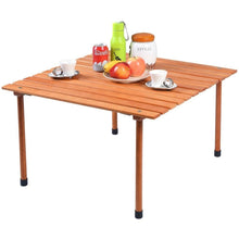 Load image into Gallery viewer, Outdoor Portable Roll-Up Folding Wood Patio Table with Carry Bag
