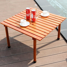 Load image into Gallery viewer, Outdoor Portable Roll-Up Folding Wood Patio Table with Carry Bag
