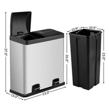 Load image into Gallery viewer, Large 16-Gallon Dual Compartment Kitchen Trash Can with Foot Pedal Open
