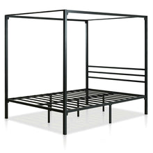 Load image into Gallery viewer, Full size Modern Black Metal Canopy Bed Frame
