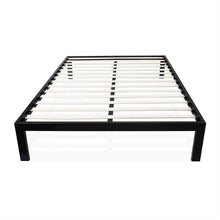 Load image into Gallery viewer, Full size Simple Black Metal Bed Frame Platform with Wooden Slats
