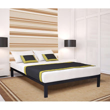 Load image into Gallery viewer, Full size Simple Black Metal Bed Frame Platform with Wooden Slats
