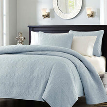 Load image into Gallery viewer, Full / Queen size Quilted Bedspread Coverlet with 2 Shams in Light Blue
